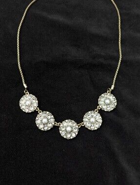 Round Floral Crystal Statement Necklace Gold Women Jewelry